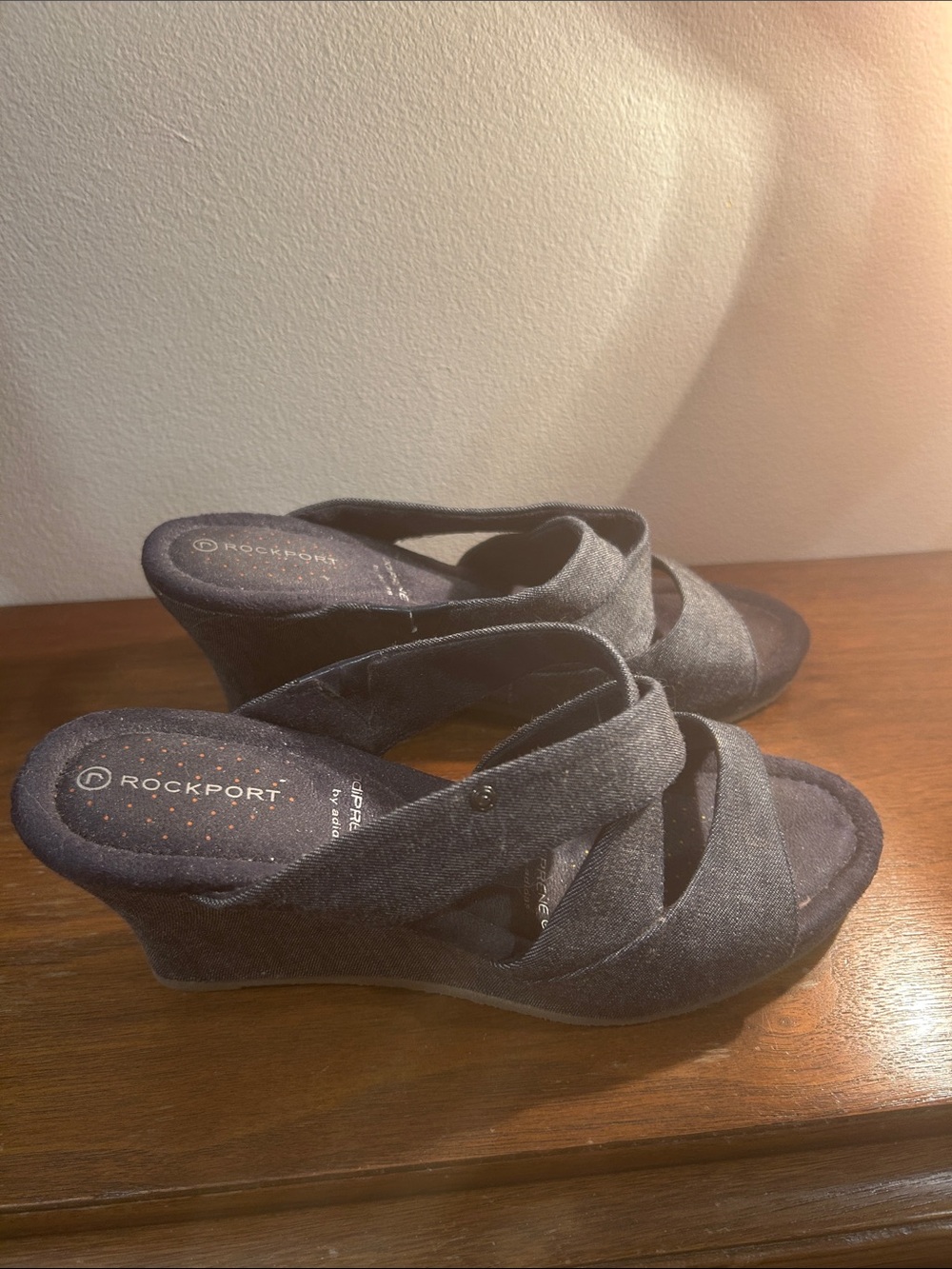 Rockport Women's Dark Denim Blue Wedge Sandals Size 7